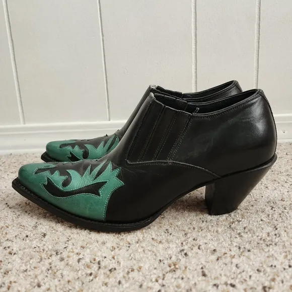 Charlie 1 Horse Black &amp; Teal Ankle Boots