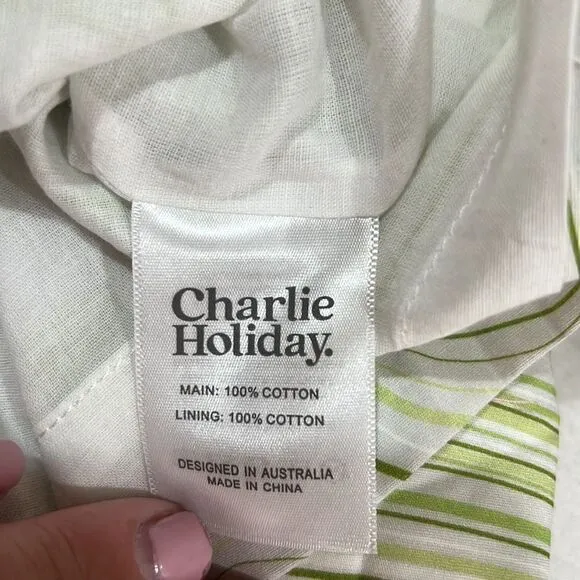 Charlie Holiday Pricilla green wave mini skirt NWT