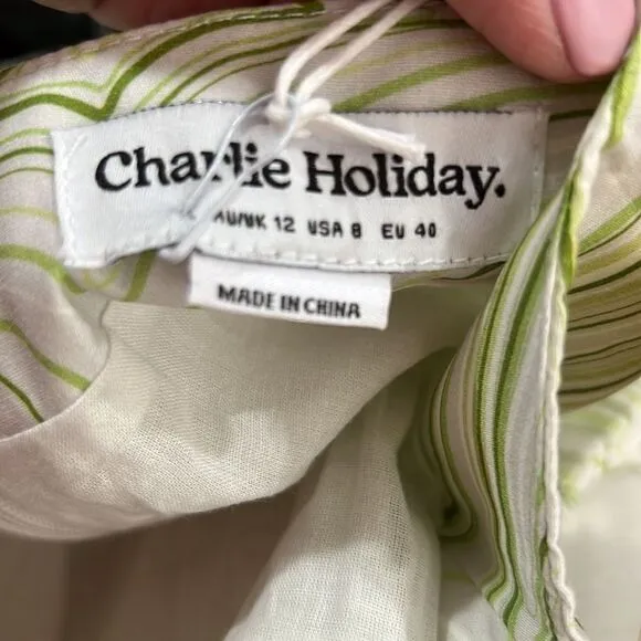Charlie Holiday Pricilla green wave mini skirt NWT