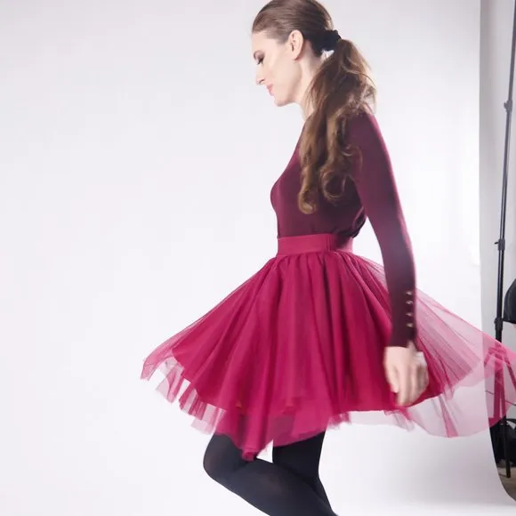 Cherry Red Mini tutu - size small (fits sizes 2-8)