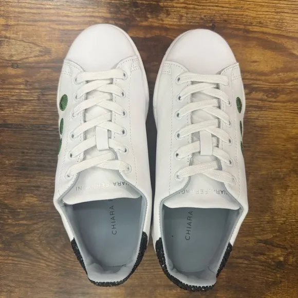 Chiara Ferragni Roger Sneakers in Alien white/green-Size IT36/US6 NIB