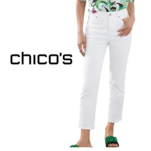 Chico’s Straight Crop Classic Rise White Jeans Size 8.