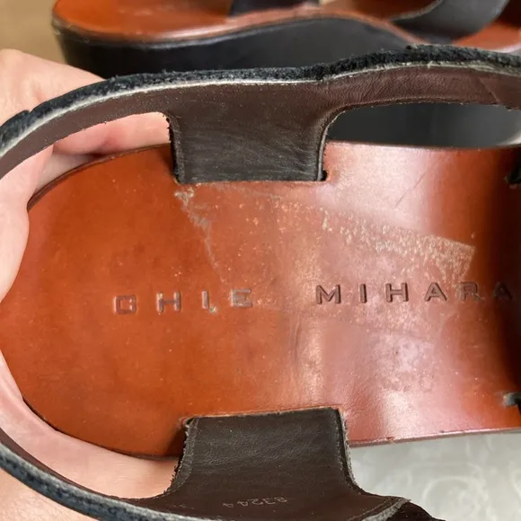 Chie Mihara 70’s Platforms 38 Black Leather 4.5”