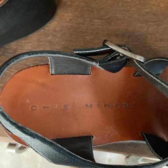 Chie Mihara 70’s Platforms 38 Black Leather 4.5”