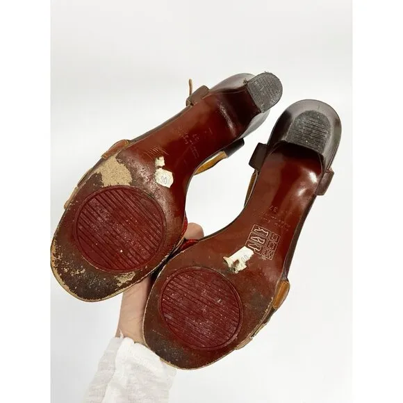 Chie Mihara Quory in Chocolate / Dots Leather Heels Sz 37 US Sz 7