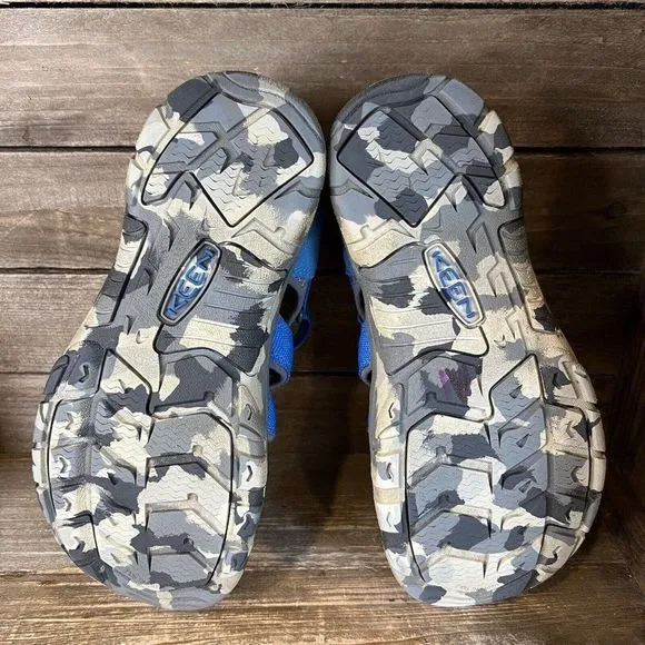 Childrens Big Kids Keen Newport H2 Waterproof Blue Camo Shoes‎ Sandals Size 7 Y