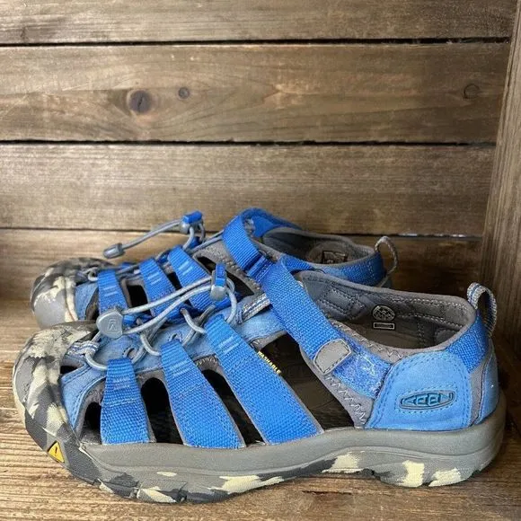 Childrens Big Kids Keen Newport H2 Waterproof Blue Camo Shoes‎ Sandals Size 7 Y