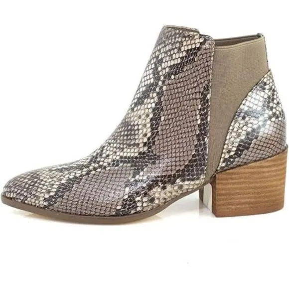 Chinese Laundry Womens Snake Print‎ Slip On Finn Ankle Bootie Boots Gray Size 9