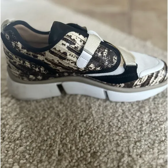 CHLOÉ Sonnie Lizard Embossed Leather Buckle Fashion Women Sneakers Size EU 41