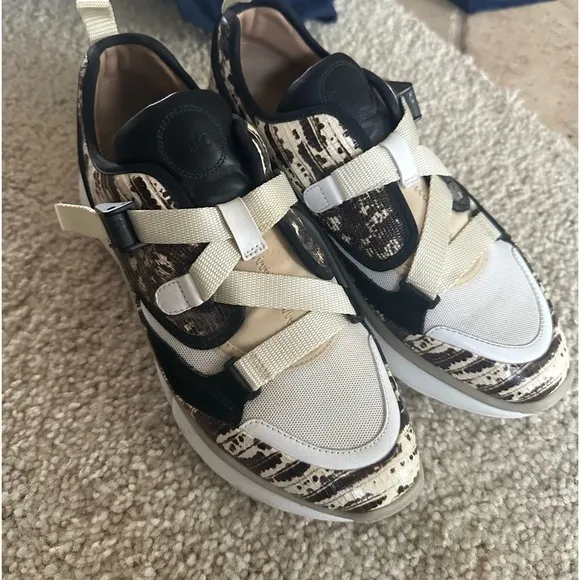 CHLOÉ Sonnie Lizard Embossed Leather Buckle Fashion Women Sneakers Size EU 41