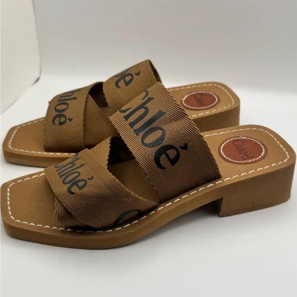Chloé Woody Cloth Sandals - like new, Size 36