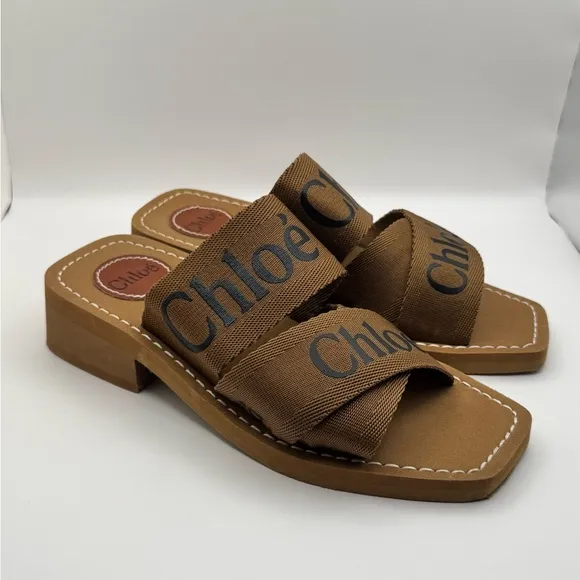 Chloé Woody Cloth Sandals - like new, Size 36