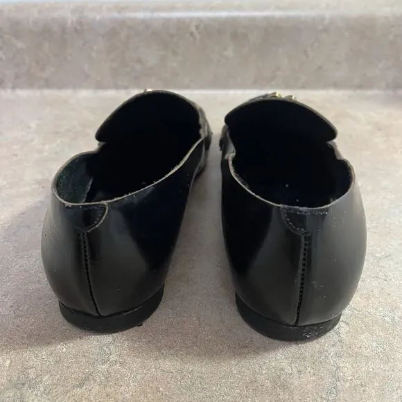 Chloe Brass Kilte Fringe Loafers Black Leather Womens Size 36.5 6.5 Flats Kiltie