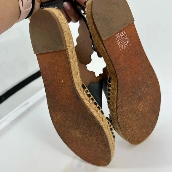 Chloe Lauren Scalloped Flat Espadrille Sandals