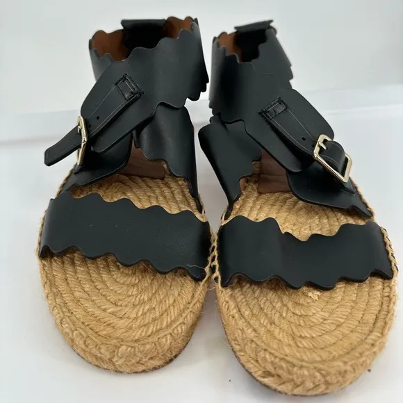 Chloe Lauren Scalloped Flat Espadrille Sandals