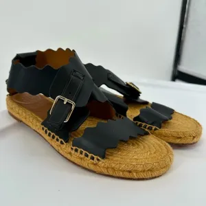 Chloe Lauren Scalloped Flat Espadrille Sandals
