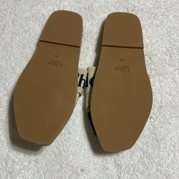 Chloe Woody Gold Embroidered Sandal Size 41 New