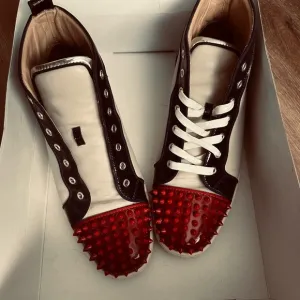 Christian Louboutin Red and Blue Spiked Sneakers