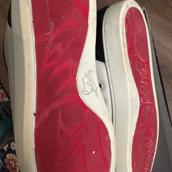 Christian Louboutin Red and Blue Spiked Sneakers