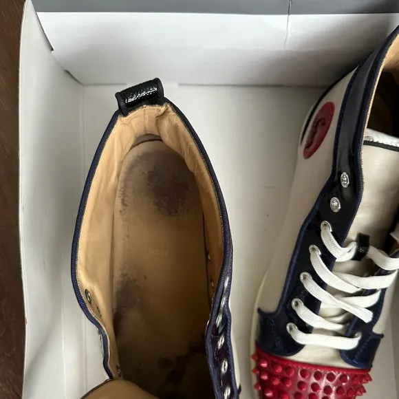 Christian Louboutin Red and Blue Spiked Sneakers