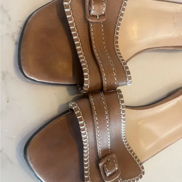 Christian Louboutin Sandals Flat Slides Stitching And Buckle Detail Shoes 38.5
