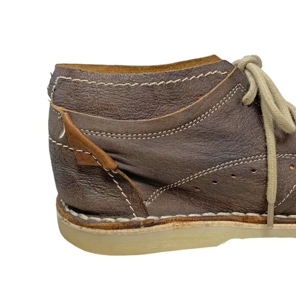 Cinti Dark Distressed Leather 6  Eyelet Handmade‎ Chukka Boots