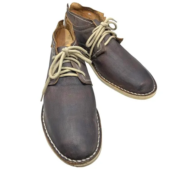 Cinti Dark Distressed Leather 6  Eyelet Handmade‎ Chukka Boots
