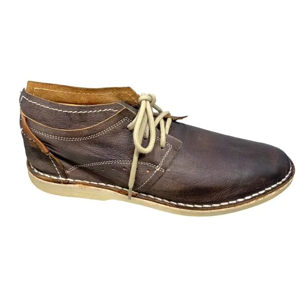 Cinti Dark Distressed Leather 6  Eyelet Handmade‎ Chukka Boots