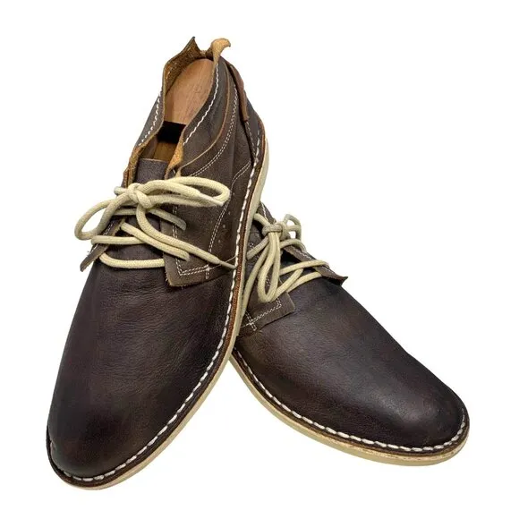 Cinti Dark Distressed Leather 6  Eyelet Handmade‎ Chukka Boots