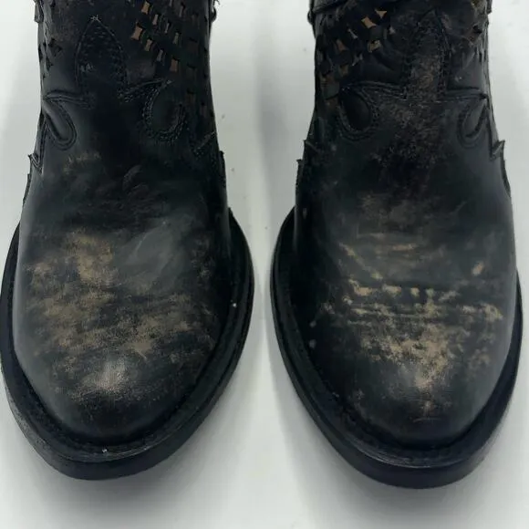 Circle G by Corral Women's Distressed Shortie Pointed Toe Boots Black Size 7.5 M