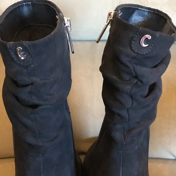 Circus NY by Sam Edelman Black Heel Booties Suede-Like Boots
