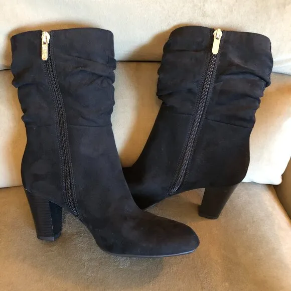 Circus NY by Sam Edelman Black Heel Booties Suede-Like Boots