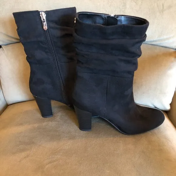 Circus NY by Sam Edelman Black Heel Booties Suede-Like Boots