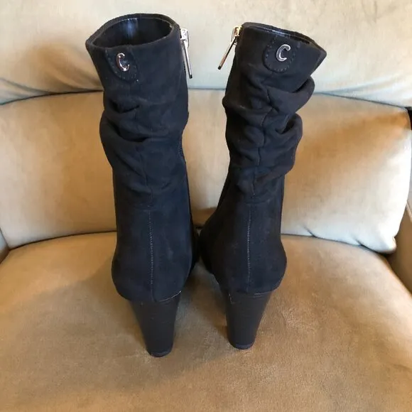 Circus NY by Sam Edelman Black Heel Booties Suede-Like Boots