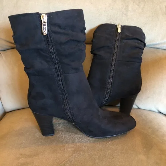 Circus NY by Sam Edelman Black Heel Booties Suede-Like Boots
