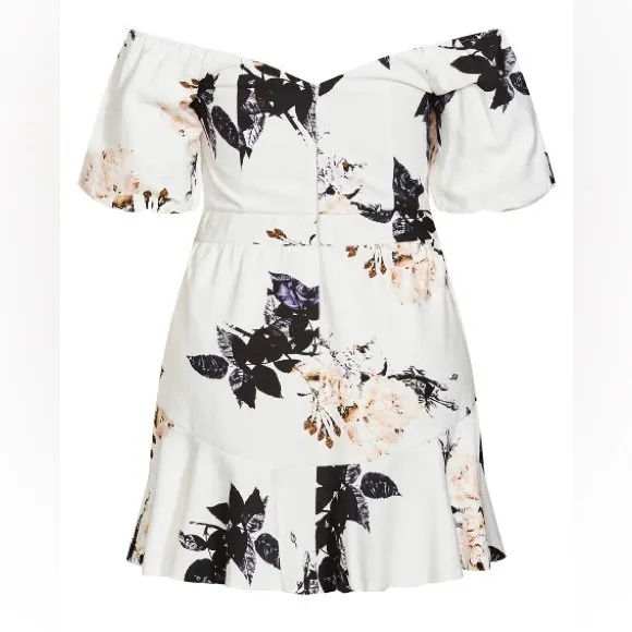 City Chic Aria Floral Dress in Cream, NWT, Size M/18
