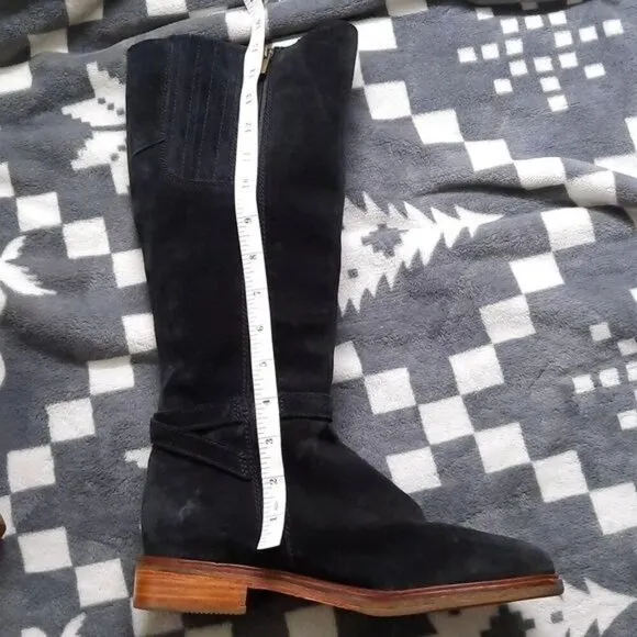 Clarkdale Clark's Black Suede Leather Side Zipper Knee High Riding Boots Size 7