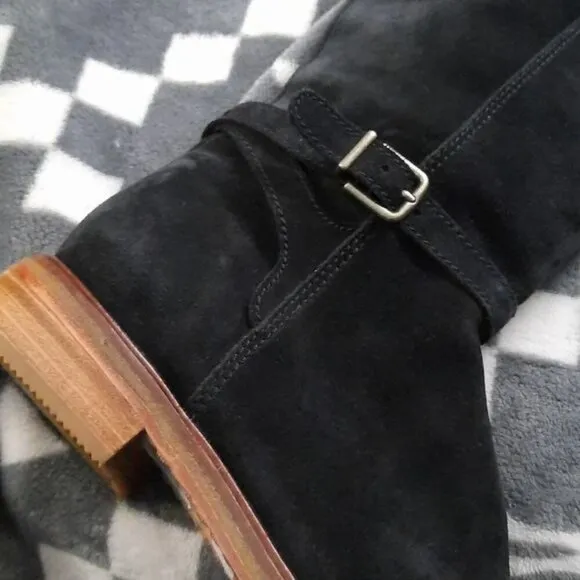 Clarkdale Clark's Black Suede Leather Side Zipper Knee High Riding Boots Size 7