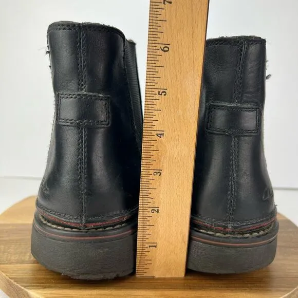 Clarks 10 Black Leather Slip On CHELSEA Ankle Rider Men's Boots Elastic on Sides