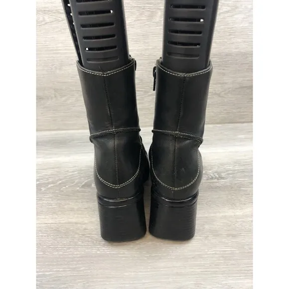Clarks Boots Women’s Black Leather 90s Y2K Square Toe Ankle Size 6M