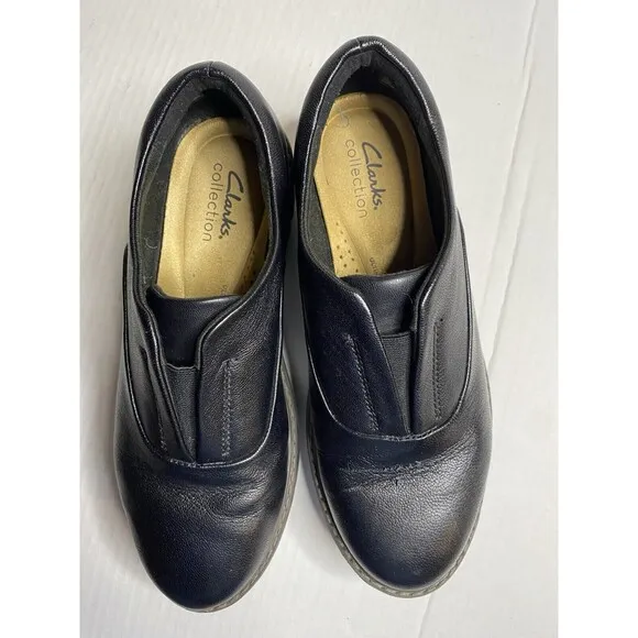 Clarks Collection Airabell Sky Slip On Loafers Women's Size 7 W Black Leather