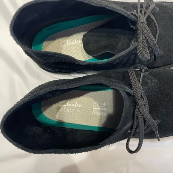 Clarks Collection Men’s Suede Desert Boots Chelsea Black Size 9.5 US Dress Shoes