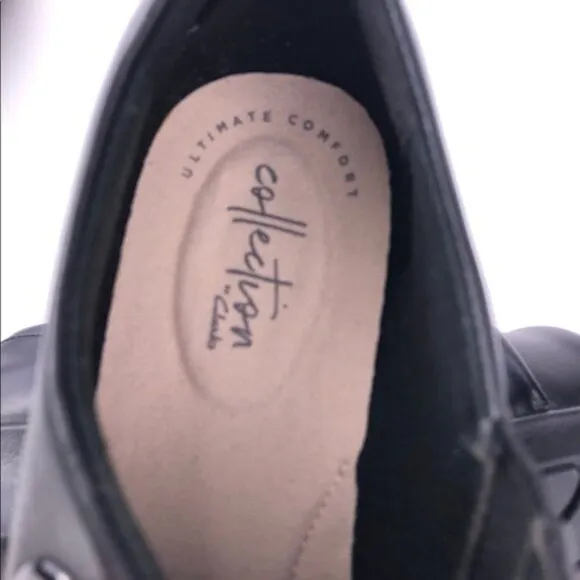 Clarks Hope Shine Black Leather Slip-on Loafers 7M