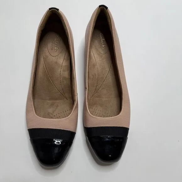 Clarks Keesha Rosa Flats Loafers Pink Shoes Womens 9.5 Black Leather Snakeskin