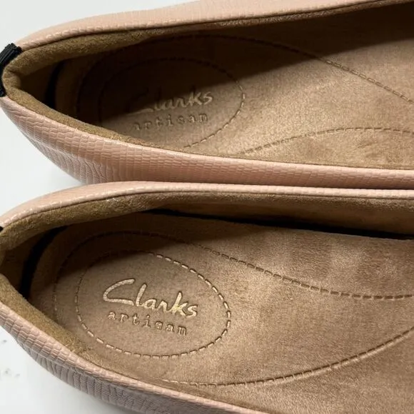 Clarks Keesha Rosa Flats Loafers Pink Shoes Womens 9.5 Black Leather Snakeskin