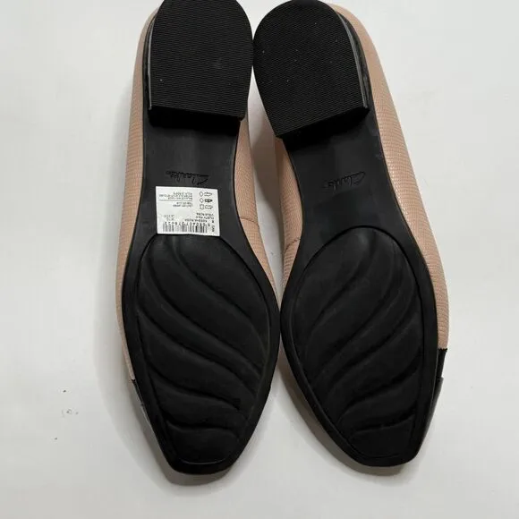 Clarks Keesha Rosa Flats Loafers Pink Shoes Womens 9.5 Black Leather Snakeskin