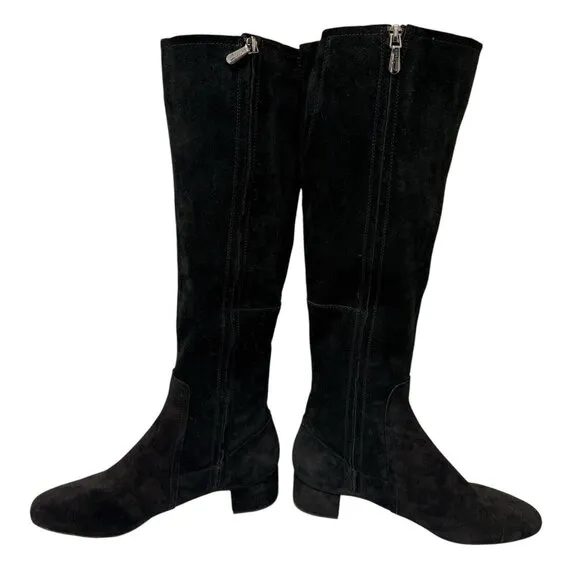 Clarks Knee High Boots Black Suede Orabella Ava Block Heel Womens US 7 UK 4.5