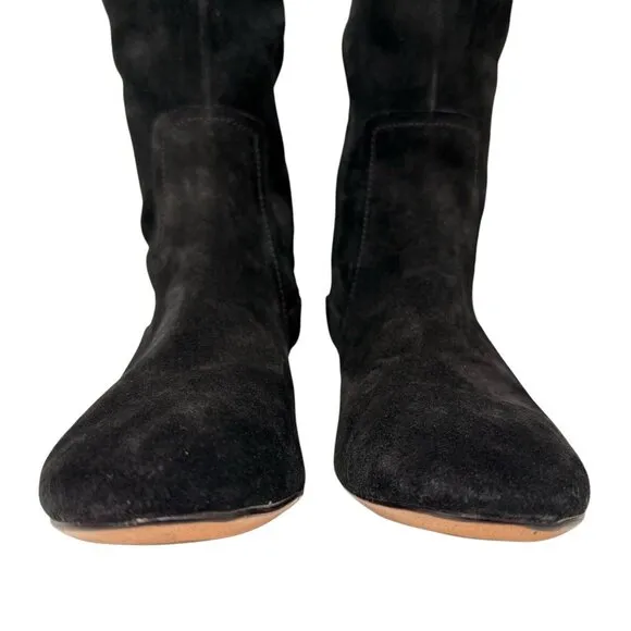 Clarks Knee High Boots Black Suede Orabella Ava Block Heel Womens US 7 UK 4.5