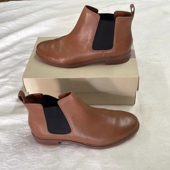 Clarks leather brown boots, new with box