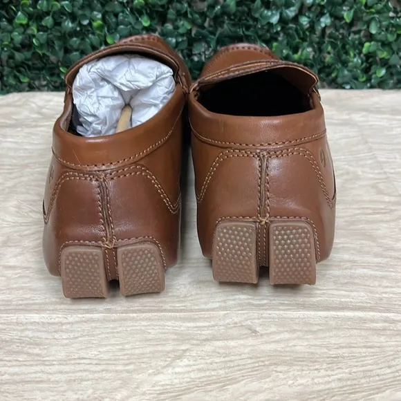 CLARKS MARKMAN WAY LEATHER LOAFERS DARK TAN - 12